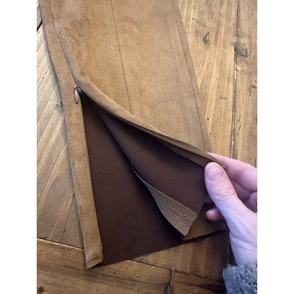 Zara Women’s Vegan Faux Suede Straight Leg Pants Size XL Ankle Zip Slacks - Picture 3 of 15